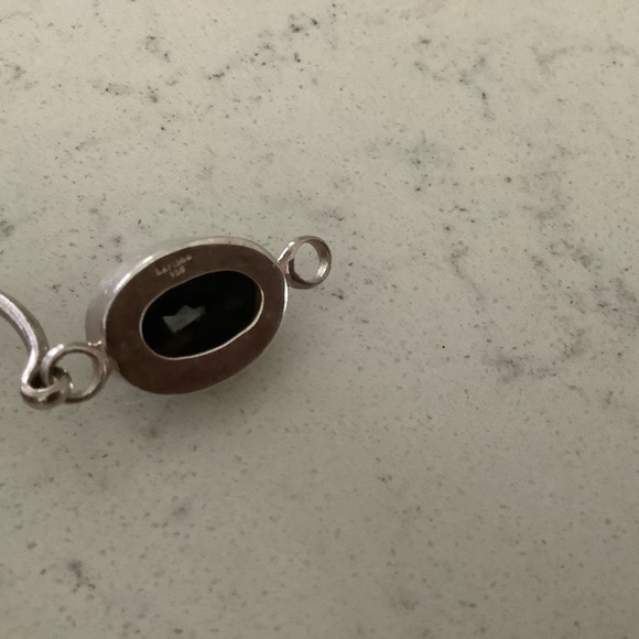 Vintage Haribou black onyx sterling bangle bracelet 925 Scandinavian Danish MCM - Picture 6 of 10